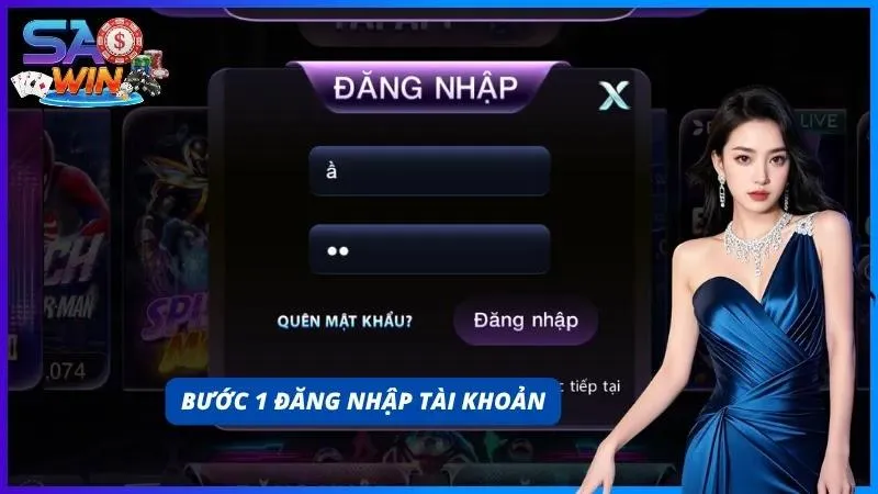 Giao diện đăng nhập tài khoản SAOWIN trên thiết bị