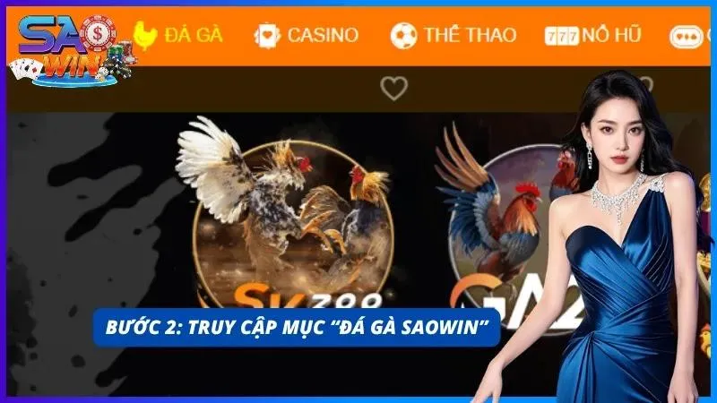 Menu chọn mục “Đá gà” trên trang chủ