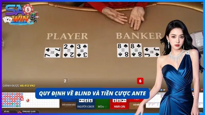 Tiền mù Blind và tiền cược Ante đang khởi tạo quỹ thưởng Pot
